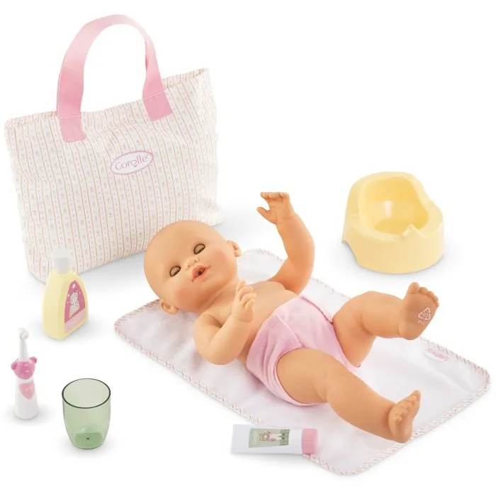 Corolle Coffret Accessoires à Langer Motif Tulipes pour Poupons 30/36cm