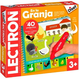 Diset Lectron Mini Granja 63896 - Jeu éducatif interactif espagnol avec stylet lumineux et sonore sur le thème de la ferme - Pour enfants dès 3 ans