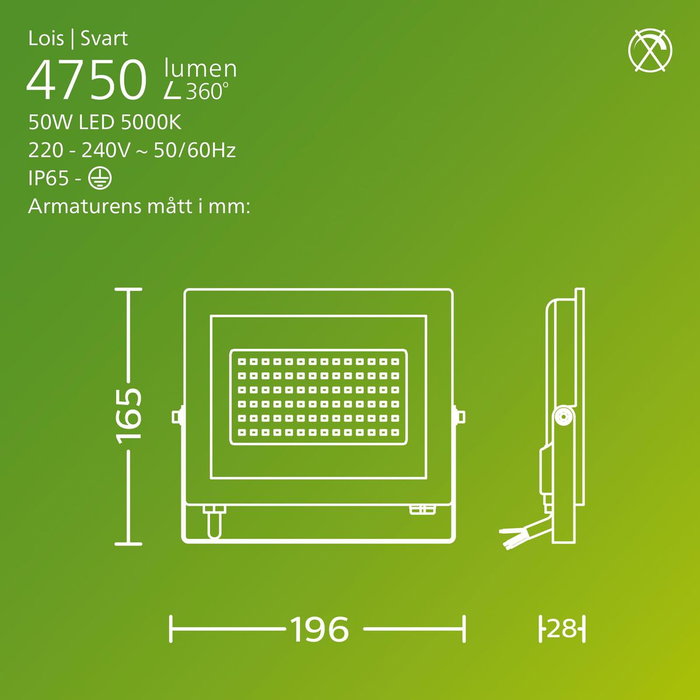 Projecteur Philips Noir 50 W F Projecteur Philips Noir 50 W F
