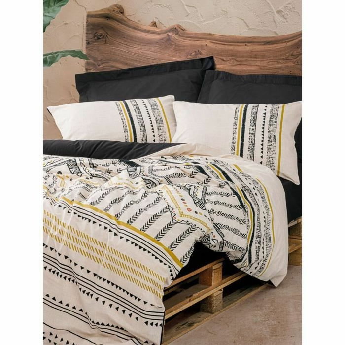 BigBuy Home Parure de couette Noir-Blanc-Or Rayures 220 x 240 cm BigBuy Home Parure de couette Noir-Blanc-Or Rayures 220 x 240 cm
