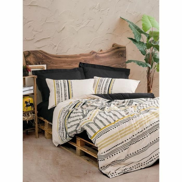 BigBuy Home Parure de couette Noir-Blanc-Or Rayures 220 x 240 cm BigBuy Home Parure de couette Noir-Blanc-Or Rayures 220 x 240 cm