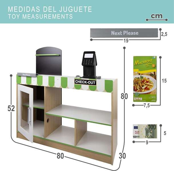 Teamson Supermarché de jouets en bois avec caisse enregistreuse électrique et 25 accessoires Teamson Supermarché de jouets en bois avec caisse enregistreuse électrique et 25 accessoires