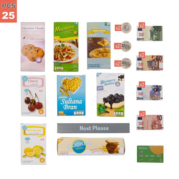 Teamson Supermarché de jouets en bois avec caisse enregistreuse électrique et 25 accessoires Teamson Supermarché de jouets en bois avec caisse enregistreuse électrique et 25 accessoires