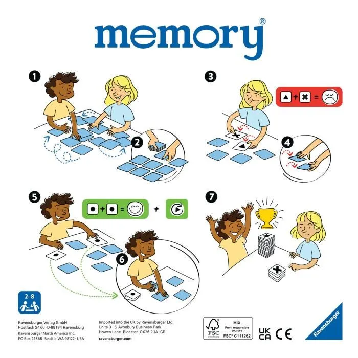 Ravensburger Grand Memory Super Mario - Jeu de société éducatif avec 64 cartes - 32 paires de personnages - À partir de 3 ans Ravensburger Grand Memory Super Mario - Jeu de société éducatif avec 64 cartes - 32 paires de personnages - À partir de 3 ans