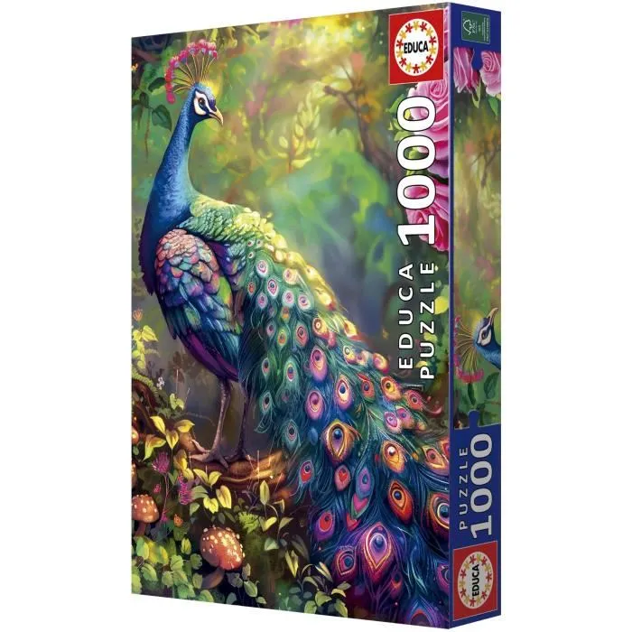 Educa Puzzle Jardin de Paons 1000 Pièces, 68x48 cm, À Partir de 12 Ans