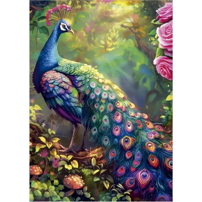 Educa Puzzle Jardin de Paons 1000 Pièces, 68x48 cm, À Partir de 12 Ans