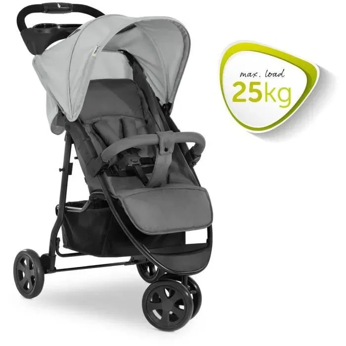 Hauck CITI NEO II - Poussette Compacte 3 Roues avec Dossier Inclinable, Panier XL et Roues Increvables - Gris - Adaptée de la Naissance à 22 kg