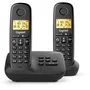 Gigaset Basic 100A DUO - Téléphone fixe avec répondeur intégré, écran rétroéclairé 1.5 pouces, répertoire de 50 contacts, blocage d'appels et mains libres - Noir