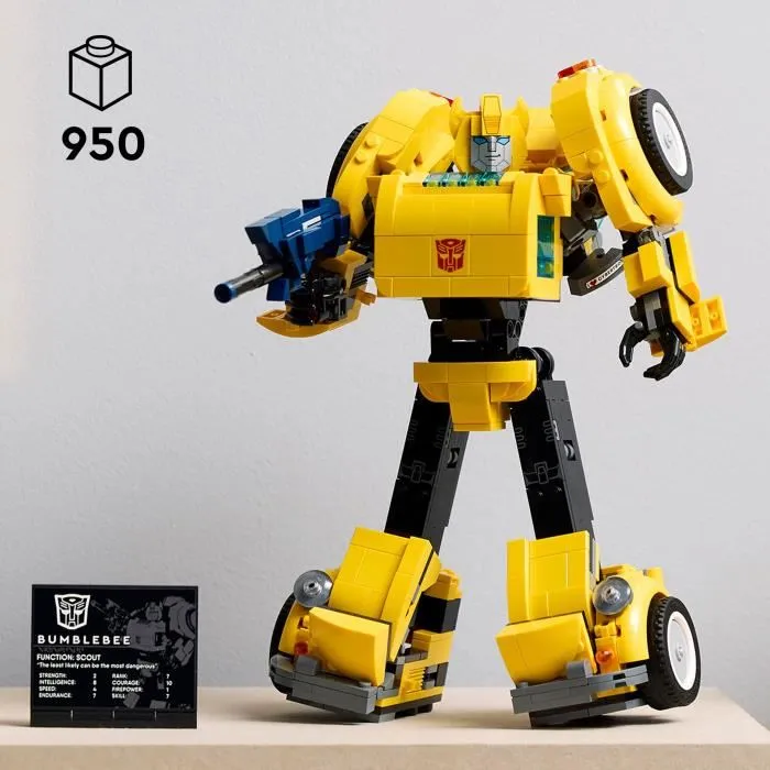 Lego Icons 10338 Bumblebee Transformers - Set de Construction Figurine Robot Transformer pour Adultes - 950 Pièces - Véhicule Autobot