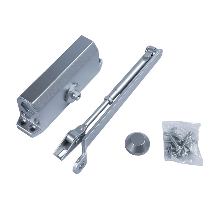 WOLFPACK LINEA PROFESIONAL Ferme-porte avec retenedor Force 3, Argent (Portes 80/100 cm.)
