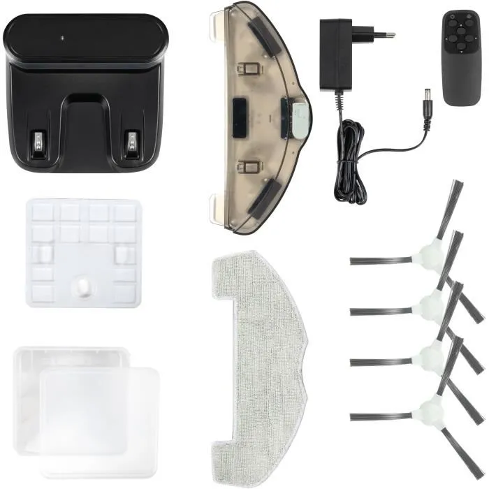 Livoo DOH145 WASH'UP - Robot aspirateur et laveur connecté 1000 Pa, 70 min autonomie, 2 réservoirs (370 ml et 150 ml), 4 modes de nettoyage, Noir