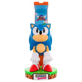 Cable Guy Deluxe Support de Chargement LED avec Figurine Sonic the Hedgehog 20 cm - Compatible PS5, Xbox Series X/S, USB, Bluetooth, Système REST Tournant