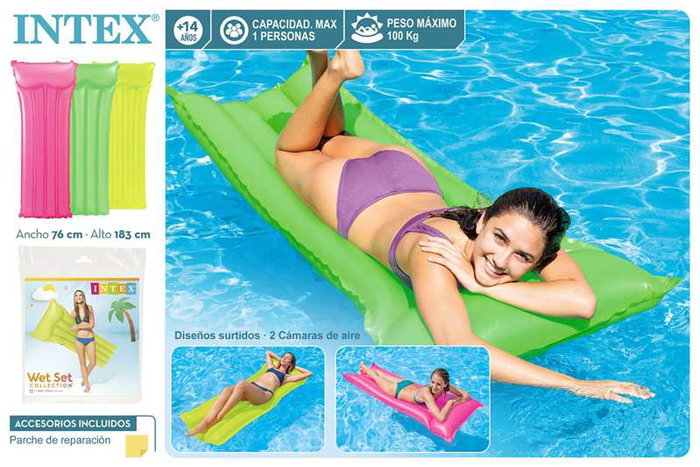 Intex Colchoneta 4 tubes couleurs néon 183x76 cm - Modèles en assortiment
