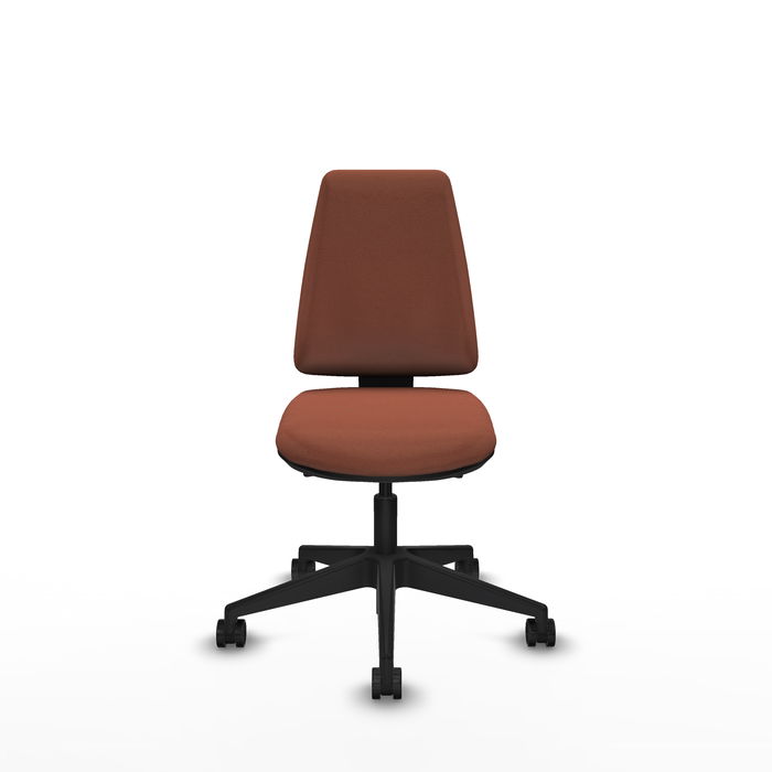 Chaise Elche Asynchrone Tissu Marron Base pyramidale noire Sans accoudoirs Sans appui-tête Roulettes 65mm nylon