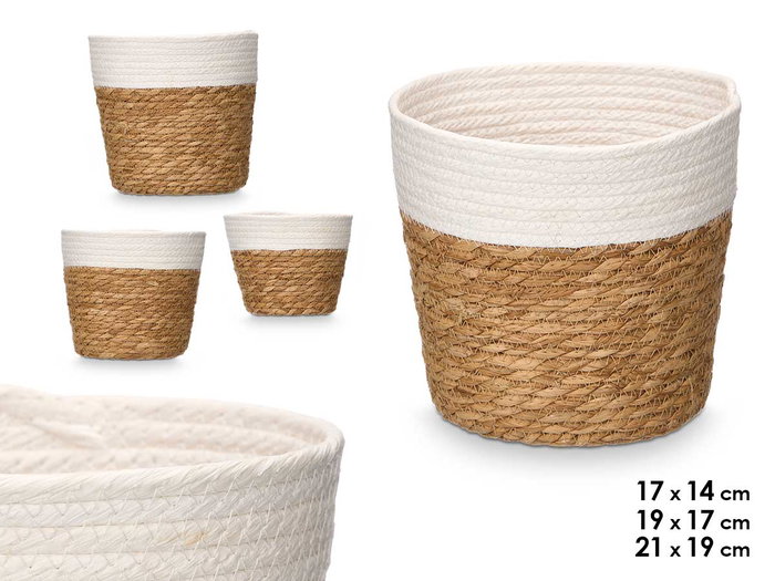 GIFTDECOR Set de 3 paniers ronds Blanco - Natural GIFTDECOR Set de 3 paniers ronds Blanco - Natural