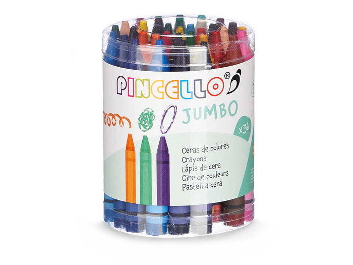 Pincello Boîte de Crayons Cire Jumbo 36 Pièces avec Pinceau 8x10x8 cm Cire Synthétique Assortiment 36 Couleurs (Set de 48) Pincello Boîte de Crayons Cire Jumbo 36 Pièces avec Pinceau 8x10x8 cm Cire Synthétique Assortiment 36 Couleurs (Set de 48)