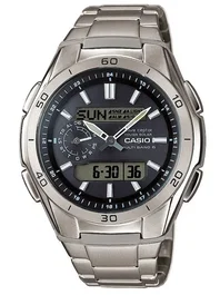 Casio Waveceptor - Montre Homme Sport Quartz en Titane Gris avec Synchronisation Radio - Montre à Quartz Sportive et Élégante