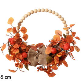 Corona d'automne pour porte 35 x 35 cm avec fleurs et ruban de jute - Décoration naturelle, Halloween, Action de grâce