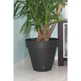 Riviera Pot de fleurs rond RIVIERA LOFT - 10,5 L, 29,5 x 27 cm, gris, en plastique polypropylène pour intérieur et extérieur