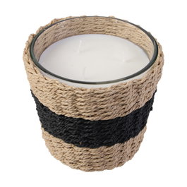 Home Deco Factory Bougie avec Vase Tressé Ambre