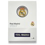 MOCILAB - Cahier A5 Real Madrid avec blason en 3D - Reliure textile - 120 pages non lignées - Couleur bleu - Article officiel