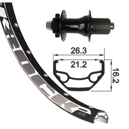 XLC Rueda trasera 26x1.90 eje 142mm 12mm 6 aguj.ne