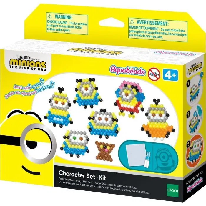 Aquabeads - Kit Créatif de Perles Les Minions 2 - Recrée Tes Personnages Préférés du Film avec 530 Perles, Activité Manuelle Enfants à Partir de 4 Ans