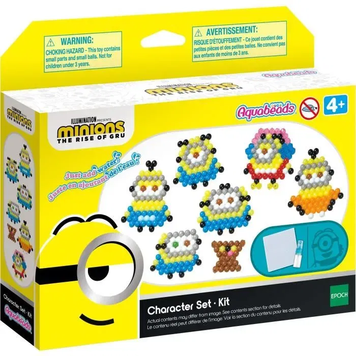 Aquabeads - Kit Créatif de Perles Les Minions 2 - Recrée Tes Personnages Préférés du Film avec 530 Perles, Activité Manuelle Enfants à Partir de 4 Ans