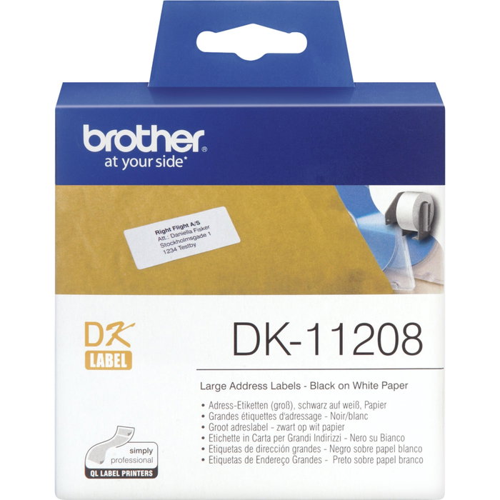 Brother DK-11208 Étiquettes d'adresse précoupées 38 x 90 mm, 400 étiquettes