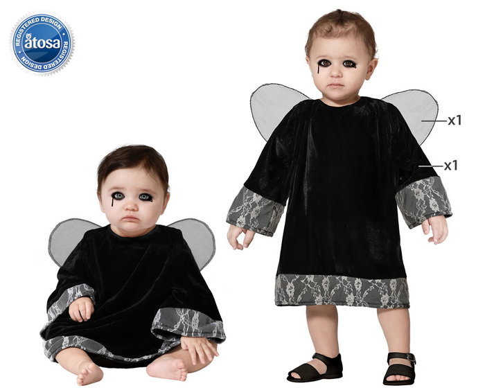 BigBuy Carnival Déguisement Ange Noir pour Bébé - 24 mois
