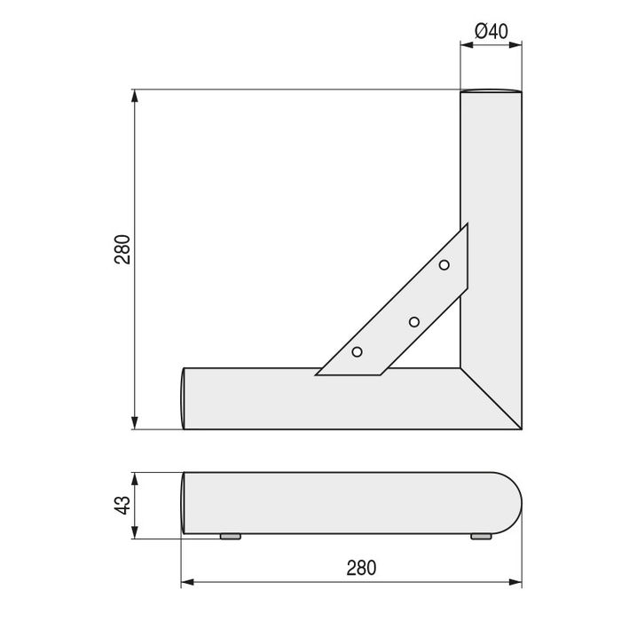 Q&Q Pata Metal Wanda d40 280x280 H40 Cromo