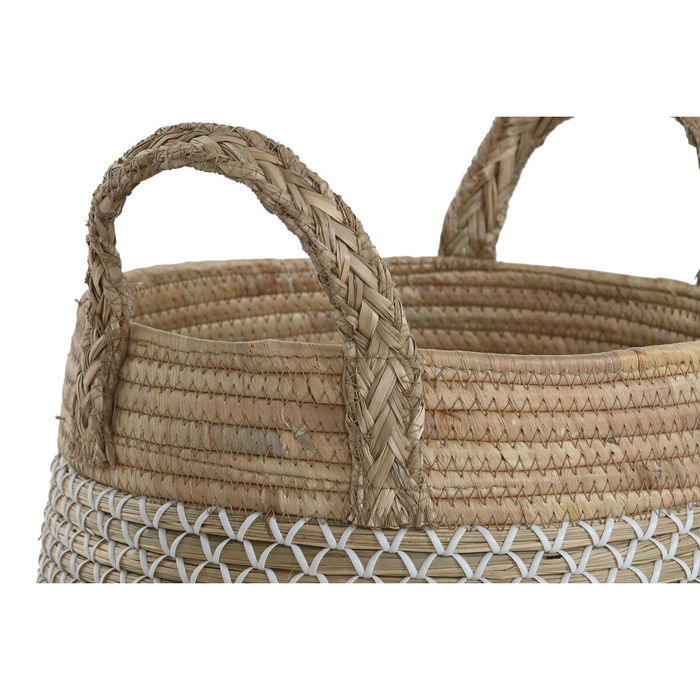 Set de basket Home ESPRIT Blanc Naturel Marron Clair PVC Herbier marin Joncs 35 x 35 x 30 cm 2 Pièces