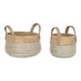 Set de basket Home ESPRIT Blanc Naturel Marron Clair PVC Herbier marin Joncs 35 x 35 x 30 cm 2 Pièces