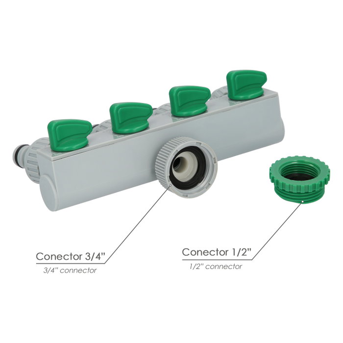 SATURNIA Adaptateur de tuyau en plastique 3/4 - 1 po 4 voies SATURNIA Adaptateur de tuyau en plastique 3/4 - 1 po 4 voies