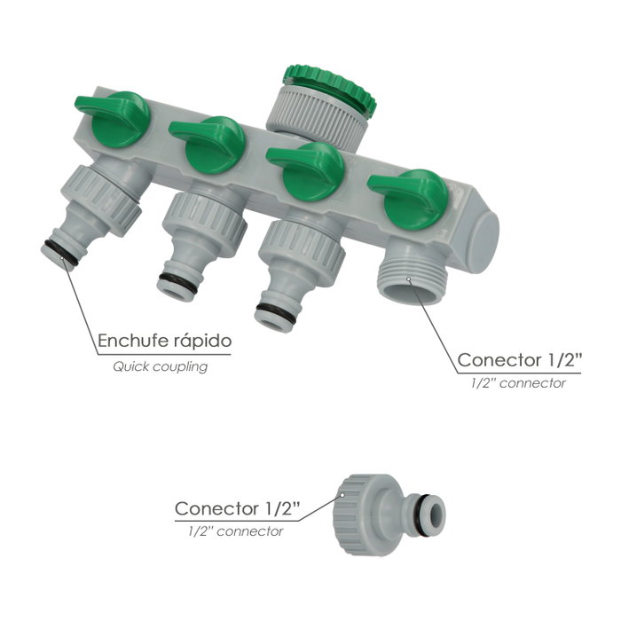 SATURNIA Adaptateur de tuyau en plastique 3/4 - 1 po 4 voies SATURNIA Adaptateur de tuyau en plastique 3/4 - 1 po 4 voies
