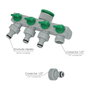SATURNIA Adaptateur de tuyau en plastique 3/4 - 1 po 4 voies
