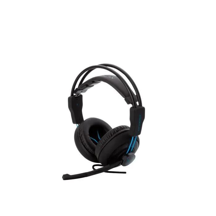 Erazer MD 88640 Casque Gamer Filaire pour PC et Console, Design Noir/Bleu, Coussinets Ergonomiques pour Confort et Immersion Sonore