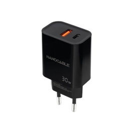 Nanocable 10.10.2012 Chargeur Mural 30W USB-C PD et USB-A QC Noir