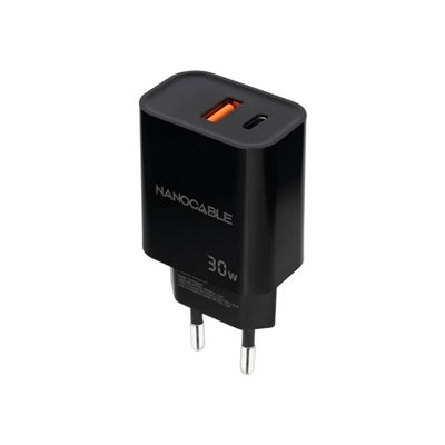 Nanocable Chargeur USB-C PD + USB-A QC 30W Noir - C Pd+Usb - A Qc 30 W Nanocable Chargeur USB-C PD + USB-A QC 30W Noir - C Pd+Usb - A Qc 30 W