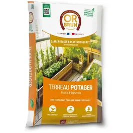 Or Brun Terreau potager et carré potager OBRTCAPOT20N - 20 L, enrichi en matières organiques pour légumes et herbes aromatiques