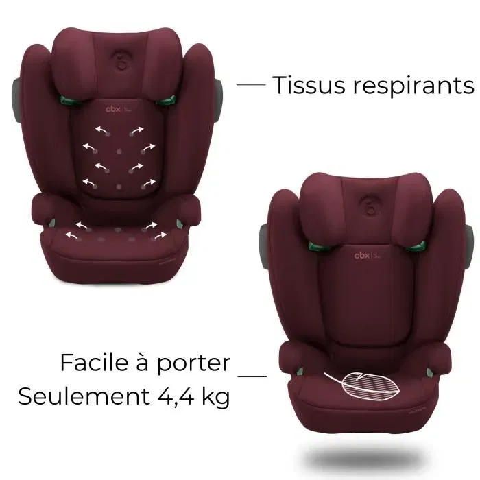 CYBEX Solution B3 i-Fix Siège Auto Groupe 2/3 (3-12 ans, 15-50 kg, 100-150 cm) Rouge - Inclinable et ISOFIX
