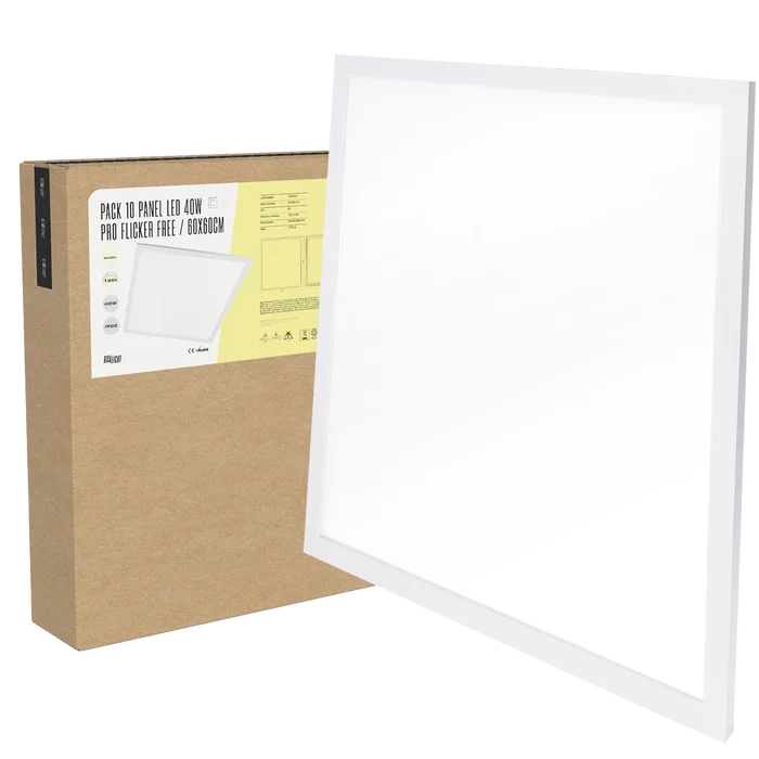 BX3 LIGHT Pack de 10 Panneaux LED 40W 4000 Lm Blanc Froid 6500K 60x60 cm Professionnel Sans Scintillement 60000H [BX3-LPT59540WLIFUDCW]