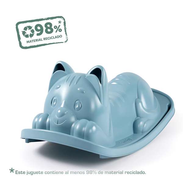 Smoby Balancín Gato Azul - Balançoire Chat Bleu pour Enfant dès 2 Ans, Produit en Norvégien