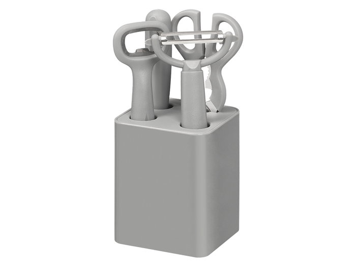 Kinvara Set de 5 ustensiles de cuisine gris 9 x 19,5 x 8 cm plastique et métal (Set de 24)