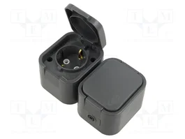ABEX Socle d'alimentation double Schuko marron 2P+PE 16A 250V AC