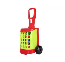 Vicam Panier de Course Jouet en Espagnol avec Caisses de Nourriture et Fruits - Jeu d'Imitation pour Enfants dès 2 Ans