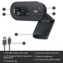 Logitech C505 - Webcam HD 720p avec Microphone, Angle de 60°, USB, Clip Universel, Pour Réunions et Cours en Ligne