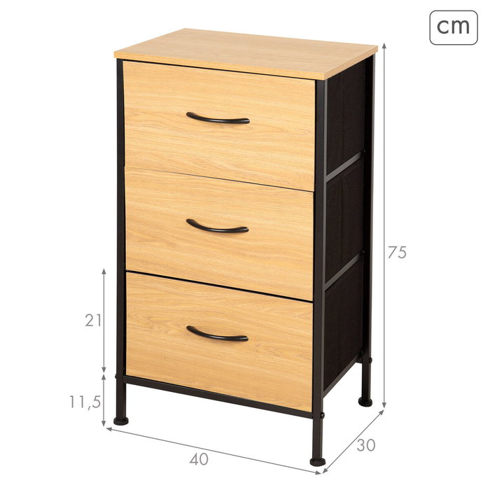 Max Home Caisson à Tiroirs Noir Moderne 40 X 75 X 30 CM Max Home Caisson à Tiroirs Noir Moderne 40 X 75 X 30 CM