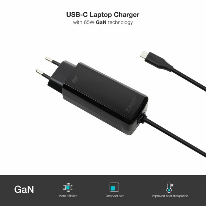 Chargeur d'ordinateur portable TooQ TQLC-USBCGAN65PD-C 65 W Chargeur d'ordinateur portable TooQ TQLC-USBCGAN65PD-C 65 W