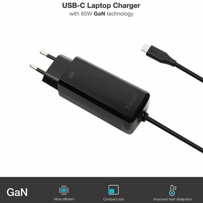 Chargeur d'ordinateur portable TooQ TQLC-USBCGAN65PD-C 65 W Chargeur d'ordinateur portable TooQ TQLC-USBCGAN65PD-C 65 W
